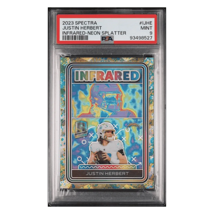 Justin Herbert PSA 9 2023 Panini Spectra Infrared Neon Splatter #d/ 8 Card #IJHE