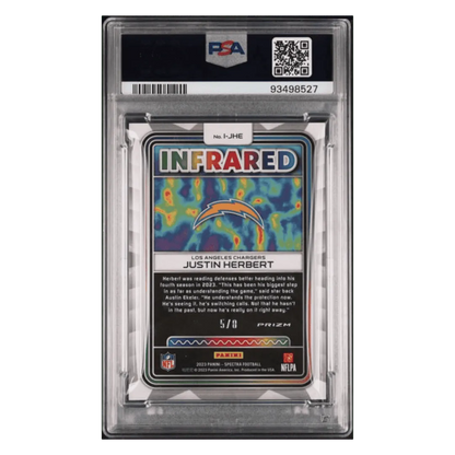 Justin Herbert PSA 9 2023 Panini Spectra Infrared Neon Splatter #d/ 8 Card #IJHE
