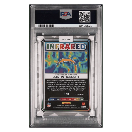 Justin Herbert PSA 9 2023 Panini Spectra Infrared Neon Splatter #d/ 8 Card #IJHE