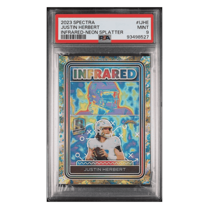 Justin Herbert PSA 9 2023 Panini Spectra Infrared Neon Splatter #d/ 8 Card #IJHE