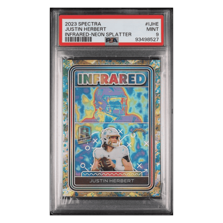 Justin Herbert PSA 9 2023 Panini Spectra Infrared Neon Splatter #d/ 8 Card #IJHE