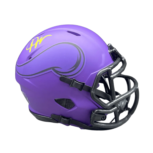 Justin Jefferson Minnesota Vikings Autographed Rave Mini Speed Helmet - Beckett COA