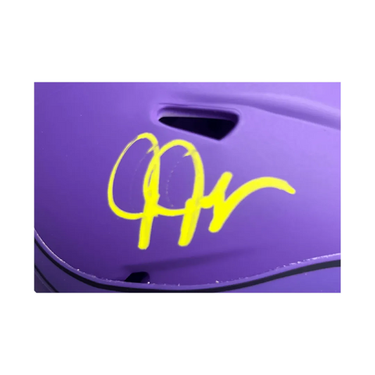 Justin Jefferson Minnesota Vikings Autographed Rave Mini Speed Helmet - Beckett COA