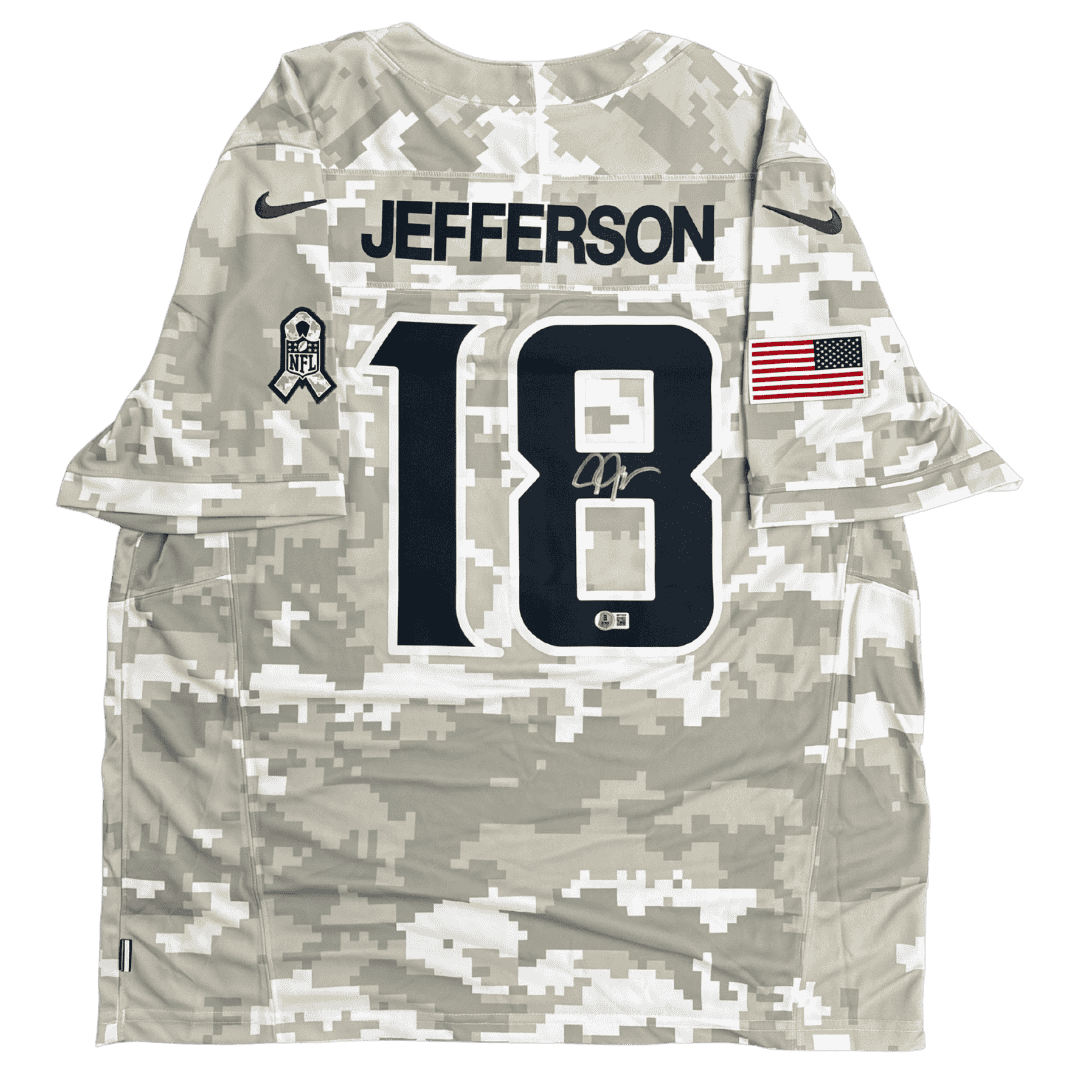 Justin Jefferson Minnesota Vikings Salute to Service Nike Dri Fit Autographed Jersey - Beckett COA