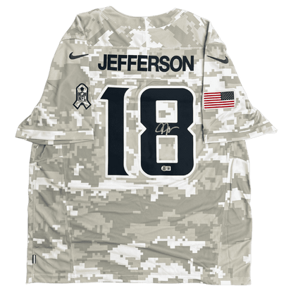 Justin Jefferson Minnesota Vikings Salute to Service Nike Dri Fit Autographed Jersey - Beckett COA