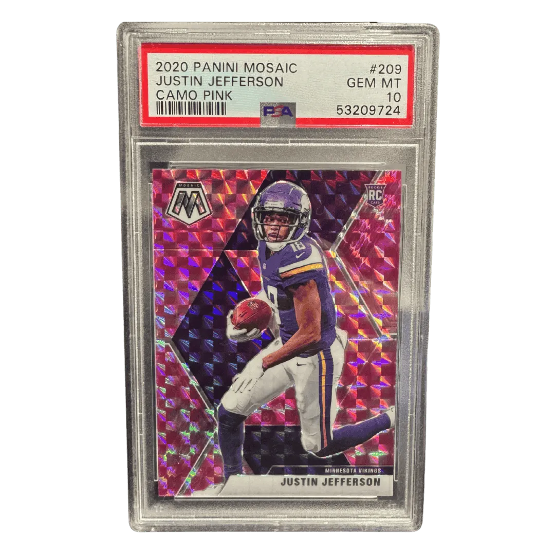 Justin Jefferson PSA 10 2020 Panini Mosaic Camo Pink Rookie RC Card #209