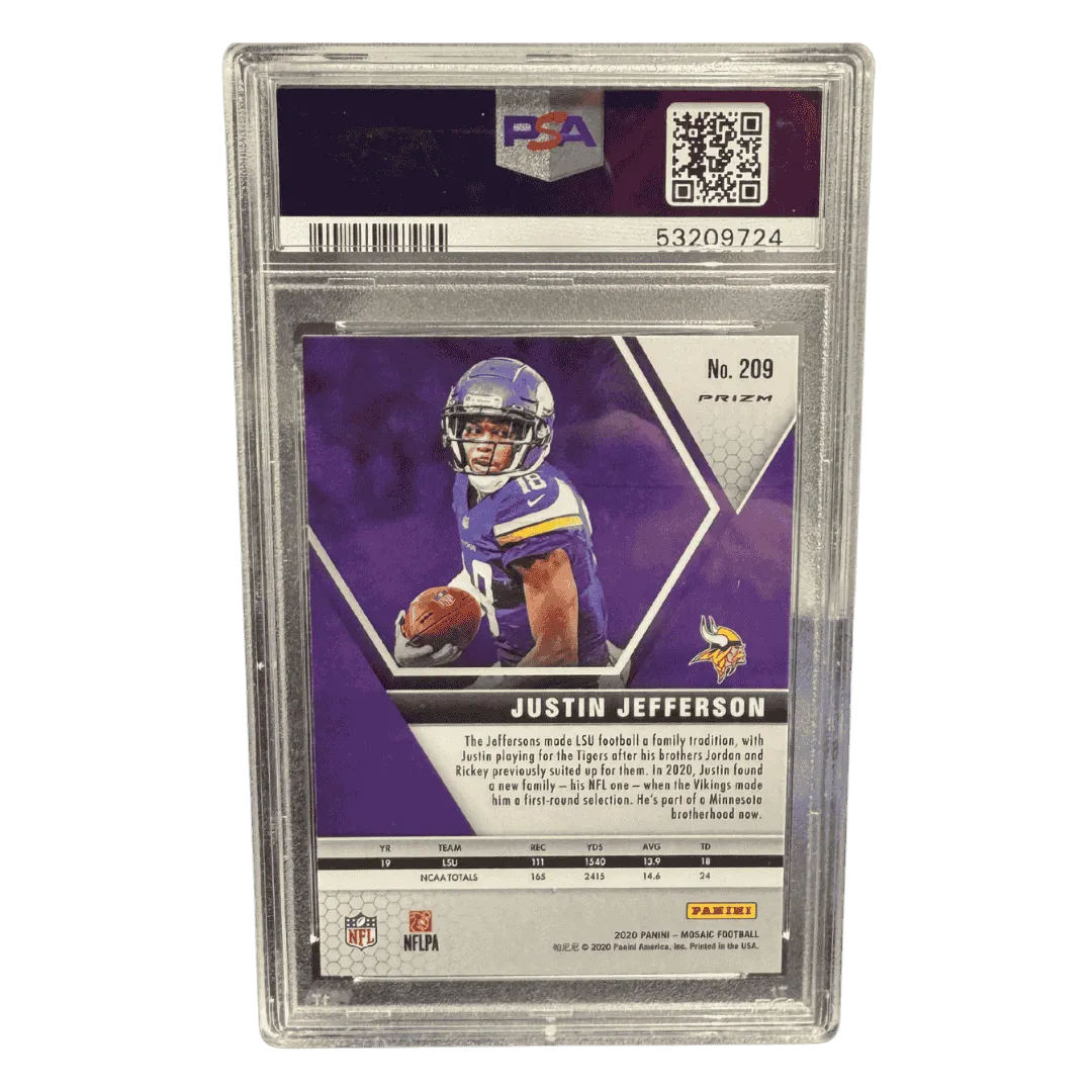 Justin Jefferson PSA 10 2020 Panini Mosaic Camo Pink Rookie RC Card #209