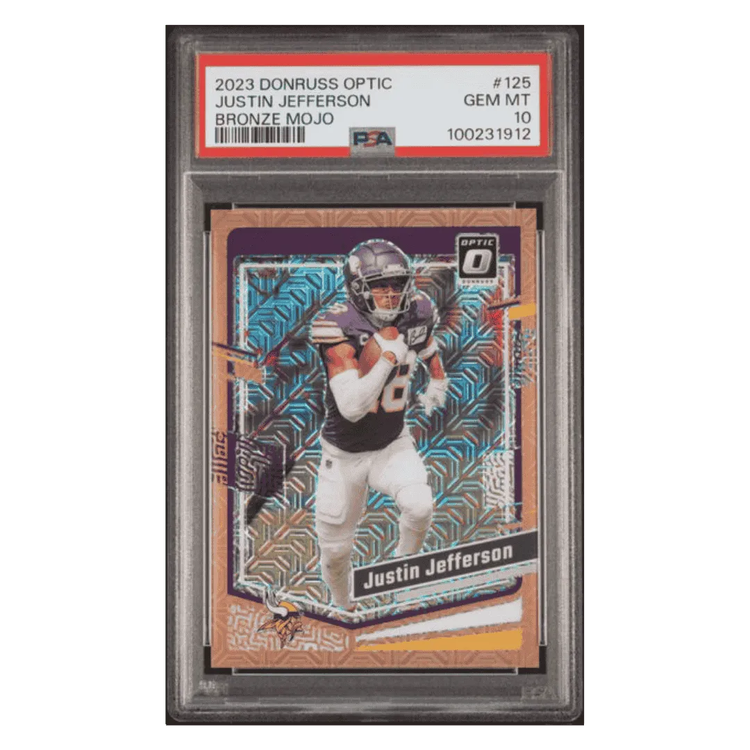 Justin Jefferson PSA 10 2023 Panini Donruss Optic Bronze Mojo #35/ 35 Card #125