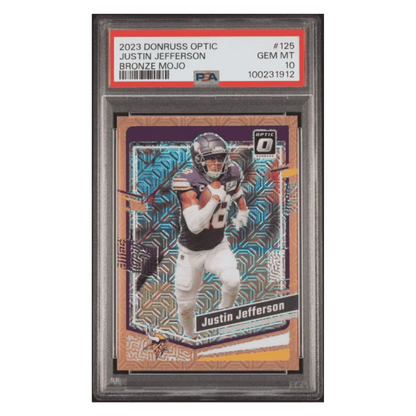 Justin Jefferson PSA 10 2023 Panini Donruss Optic Bronze Mojo #35/ 35 Card #125