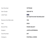 Justin Jefferson PSA 10 2023 Panini Select Card #247