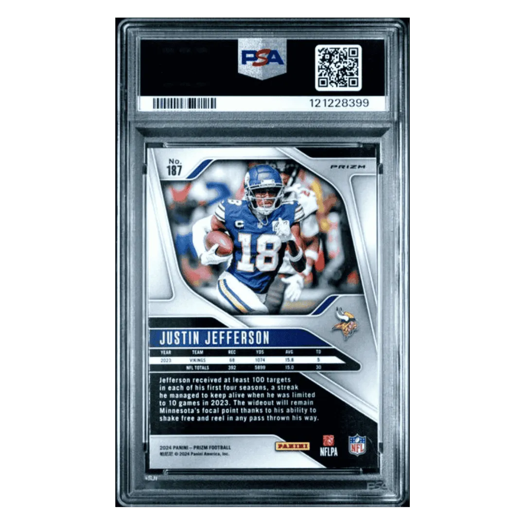 Justin Jefferson PSA 10 2024 Panini Prizm Pink Prizm Card #187