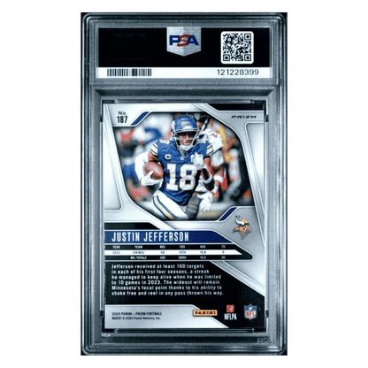 Justin Jefferson PSA 10 2024 Panini Prizm Pink Prizm Card #187