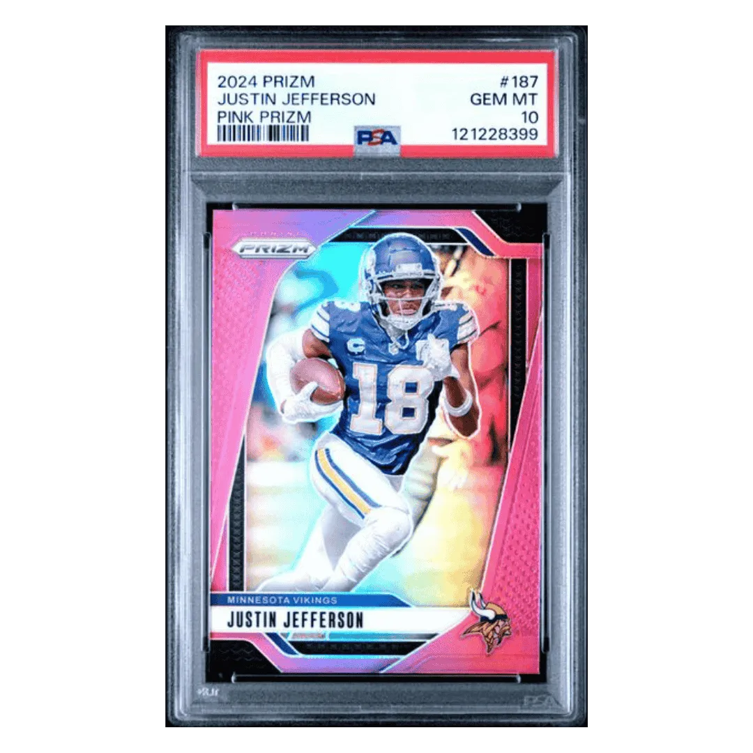 Justin Jefferson PSA 10 2024 Panini Prizm Pink Prizm Card #187