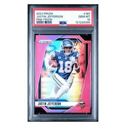 Justin Jefferson PSA 10 2024 Panini Prizm Pink Prizm Card #187