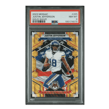 Justin Jefferson PSA 8 2023 Panini Mosaic Gold Wave Card #265