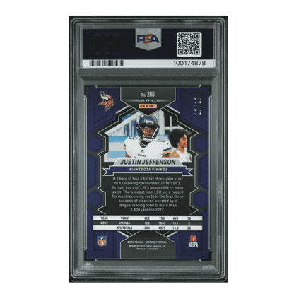 Justin Jefferson PSA 8 2023 Panini Mosaic Gold Wave Card #265