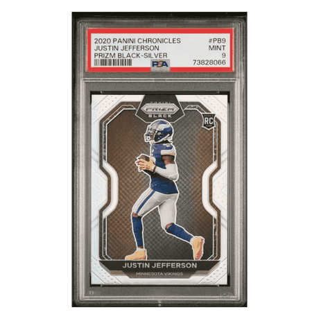 Justin Jefferson PSA 9 2020 Panini Chronicles Prizm Black Silver Rookie RC Card #PB9