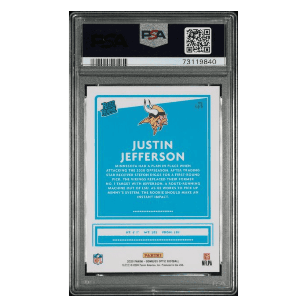 Justin Jefferson PSA 9 2020 Panini Donruss Optic Rated Rookie Card #163