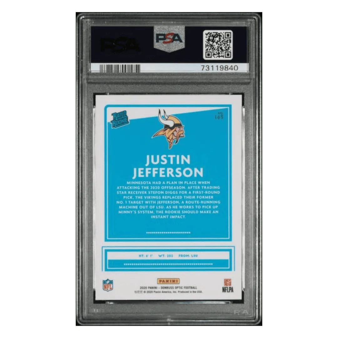 Justin Jefferson PSA 9 2020 Panini Donruss Optic Rated Rookie Card #163