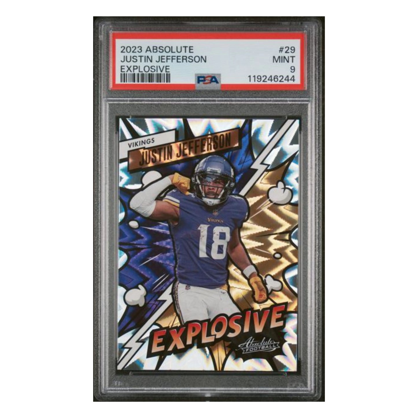 Justin Jefferson PSA 9 2023 Panini Absolute Explosive Case Hit Card #29