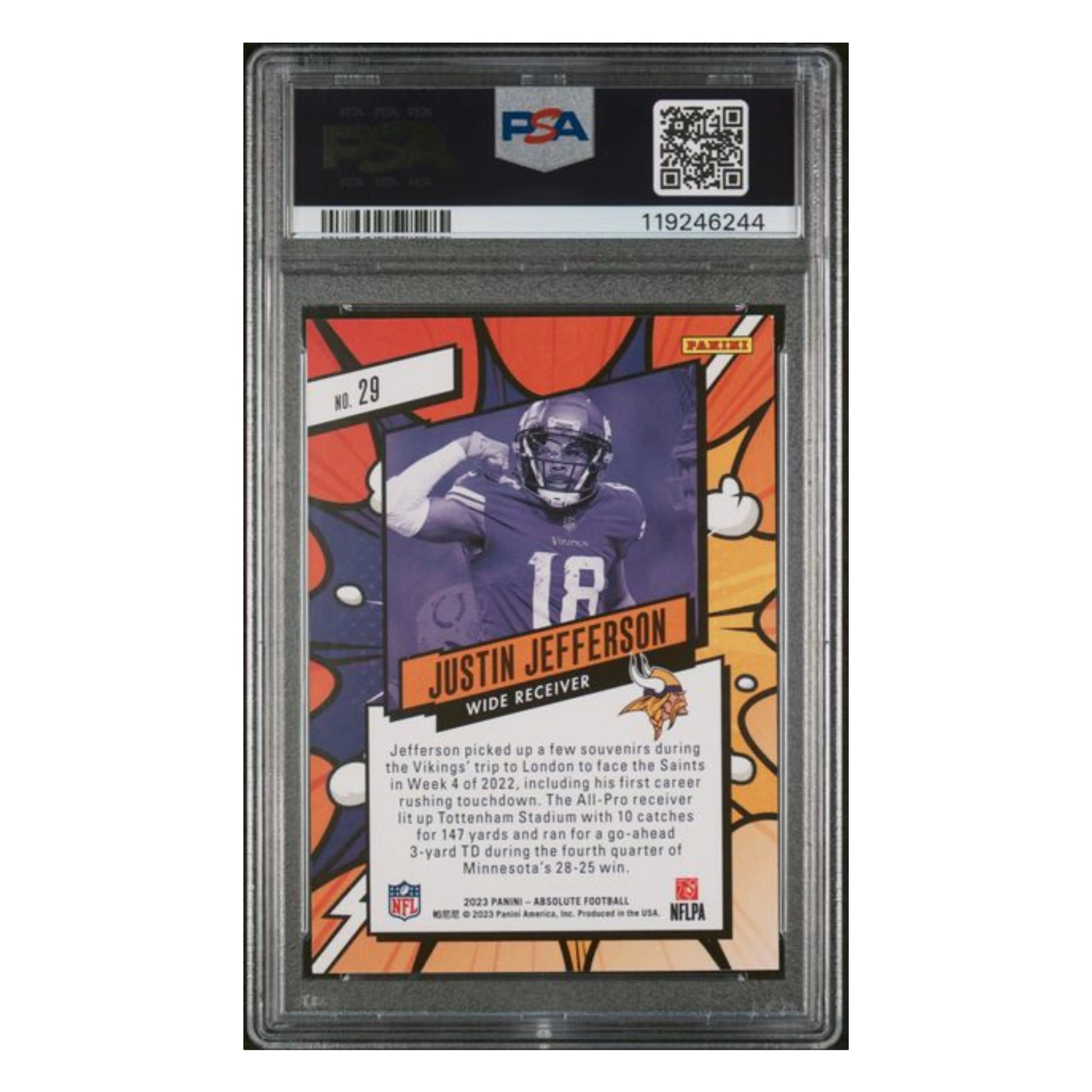 Justin Jefferson PSA 9 2023 Panini Absolute Explosive Case Hit Card #29