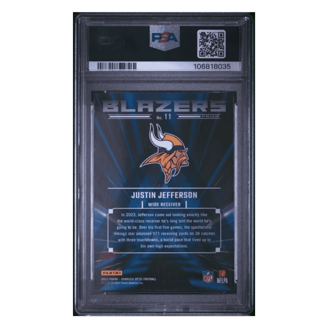 Justin Jefferson PSA 9 2023 Panini Donruss Optic Blazers Case Hit Card #11