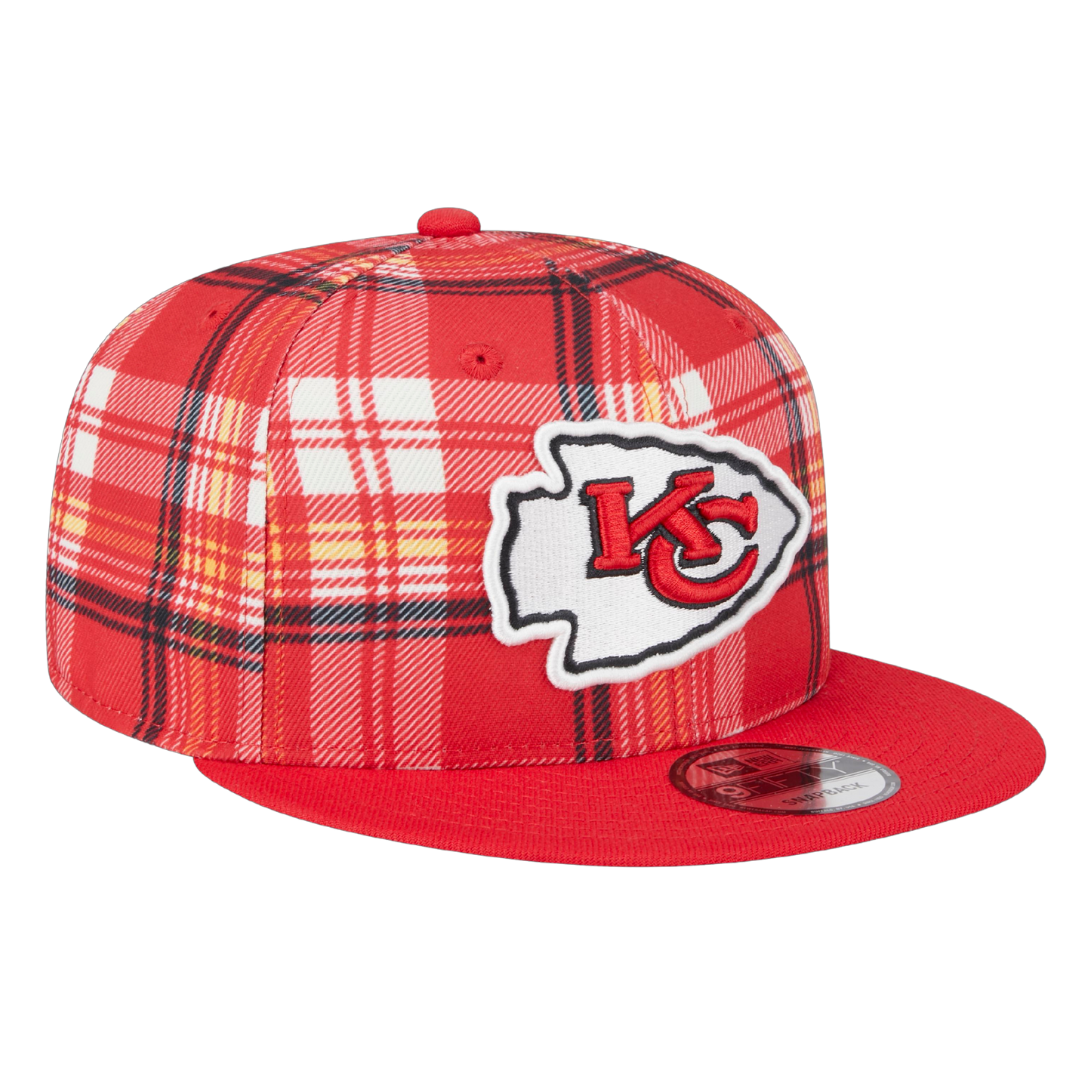 Kansas City Chiefs 2024 Sideline Statement New Era Plaid 9FIFTY Adjustable Snapback Hat