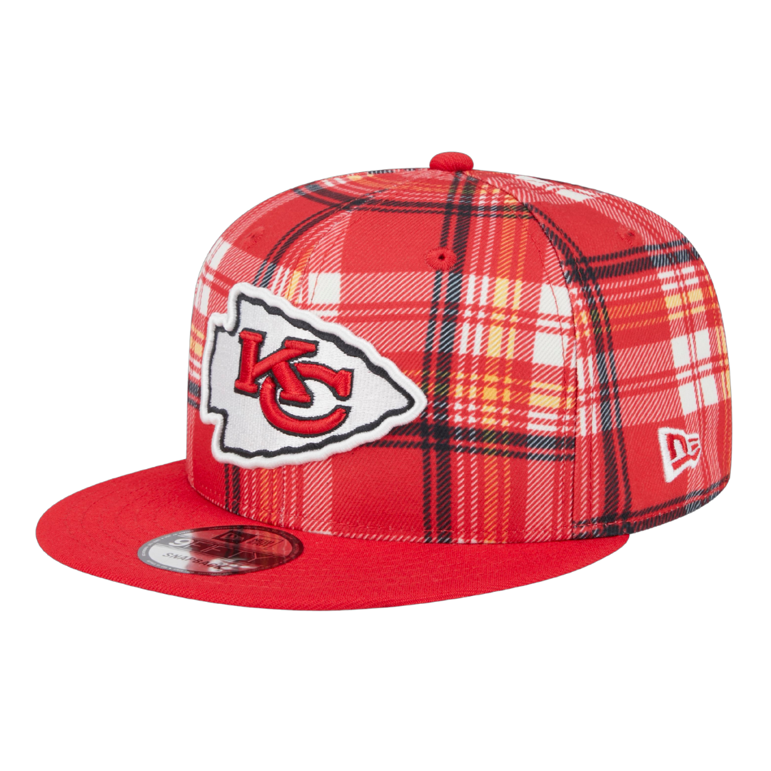 Kansas City Chiefs 2024 Sideline Statement New Era Plaid 9FIFTY Adjustable Snapback Hat