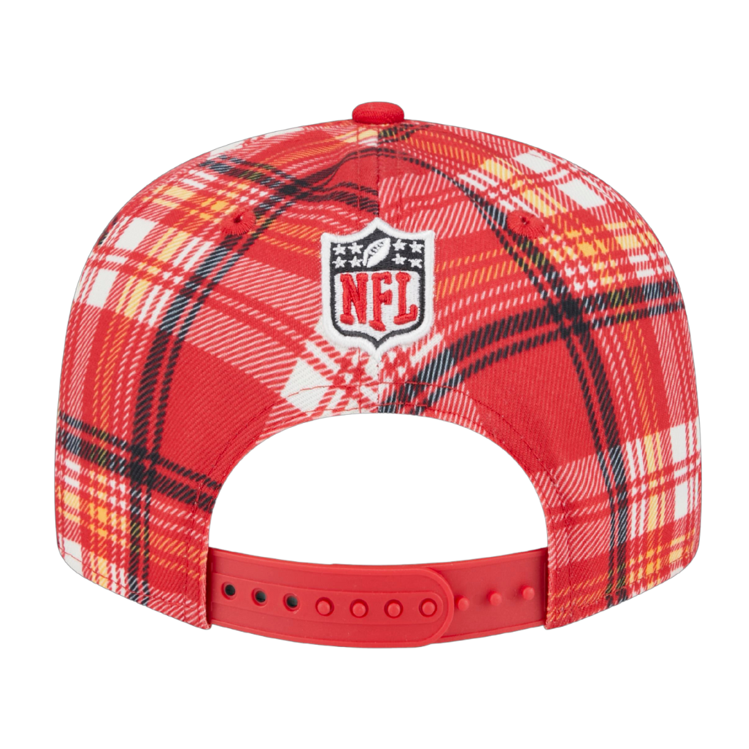 Kansas City Chiefs 2024 Sideline Statement New Era Plaid 9FIFTY Adjustable Snapback Hat