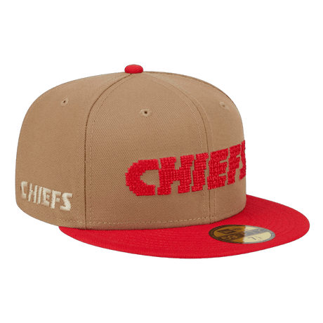 Kansas City Chiefs 8-Bit Wordmark New Era Khaki 59FIFTY Fitted Hat