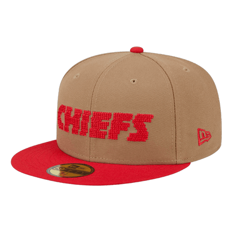 Kansas City Chiefs 8-Bit Wordmark New Era Khaki 59FIFTY Fitted Hat
