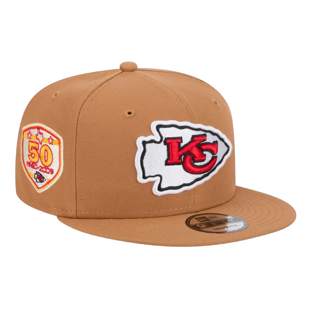 Kansas City Chiefs Official Team Color New Era Tan Color Pack 9FIFTY Adjustable Snapback Hat with Side Patch