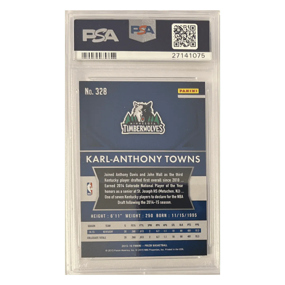 Karl-Anthony Towns PSA 10 2015 Panini Prizm Rookie RC Card #328