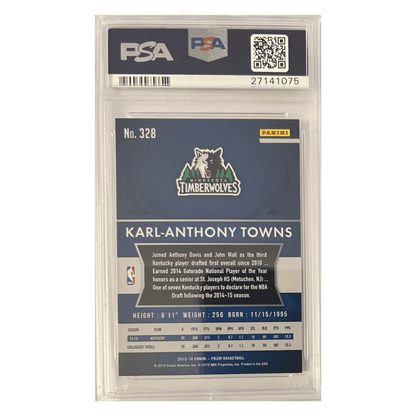 Karl-Anthony Towns PSA 10 2015 Panini Prizm Rookie RC Card #328