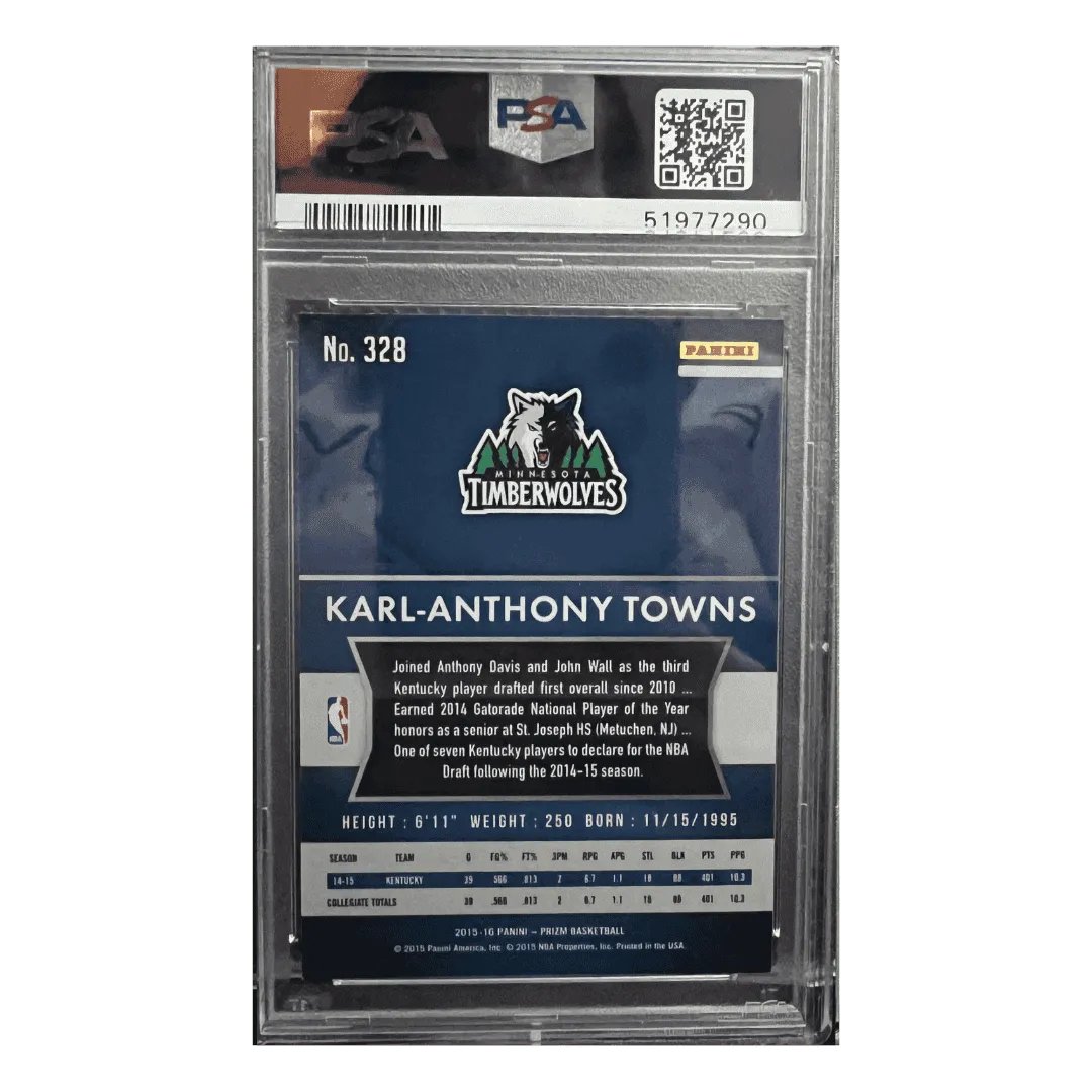Karl-Anthony Towns PSA 10 2015 Panini Prizm Rookie RC Card #328