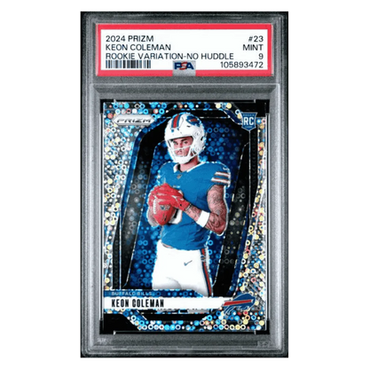 Keon Coleman PSA 9 2024 Panini Prizm Variation No Huddle Rookie RC Card #23