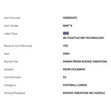 Keon Coleman PSA 9 2024 Panini Prizm Variation No Huddle Rookie RC Card #23