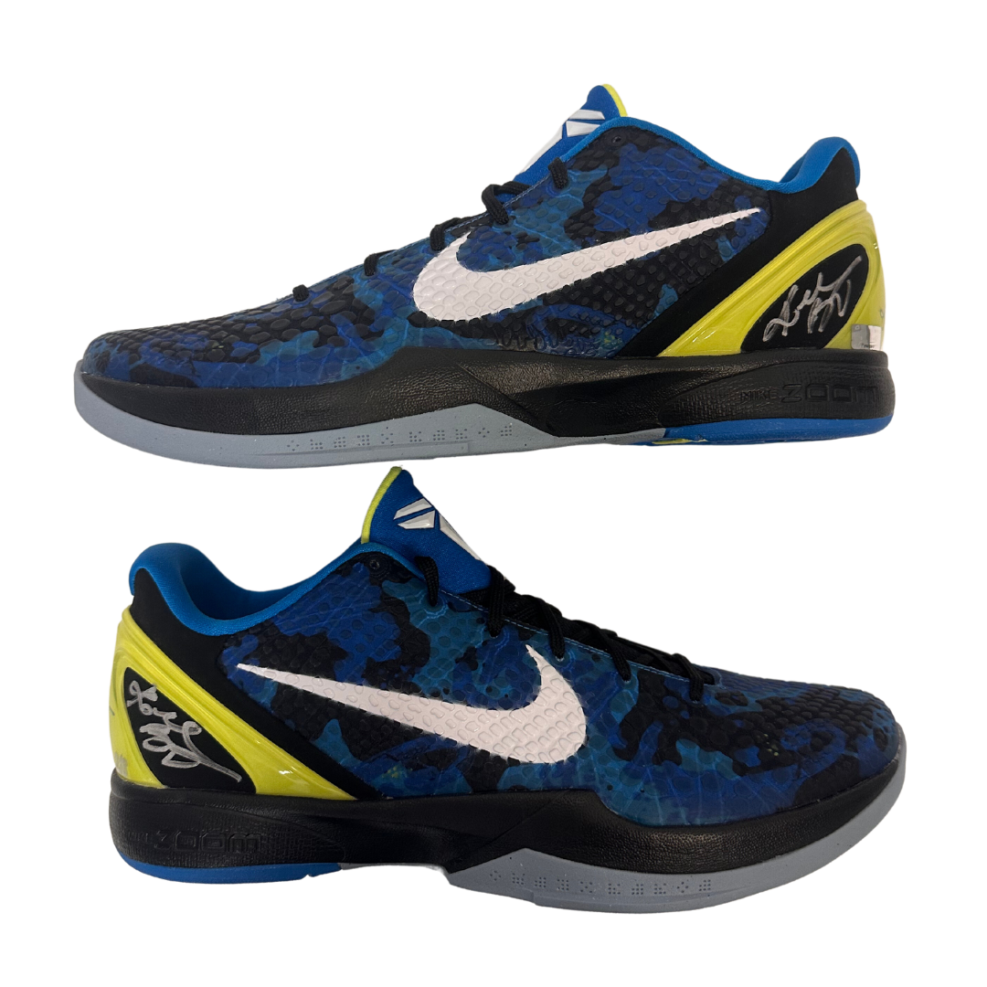 Kobe Bryant Los Angeles Lakers Autographed Kobe 6 "Blue Camo" Shoes #'d 2/8 - Panini COA