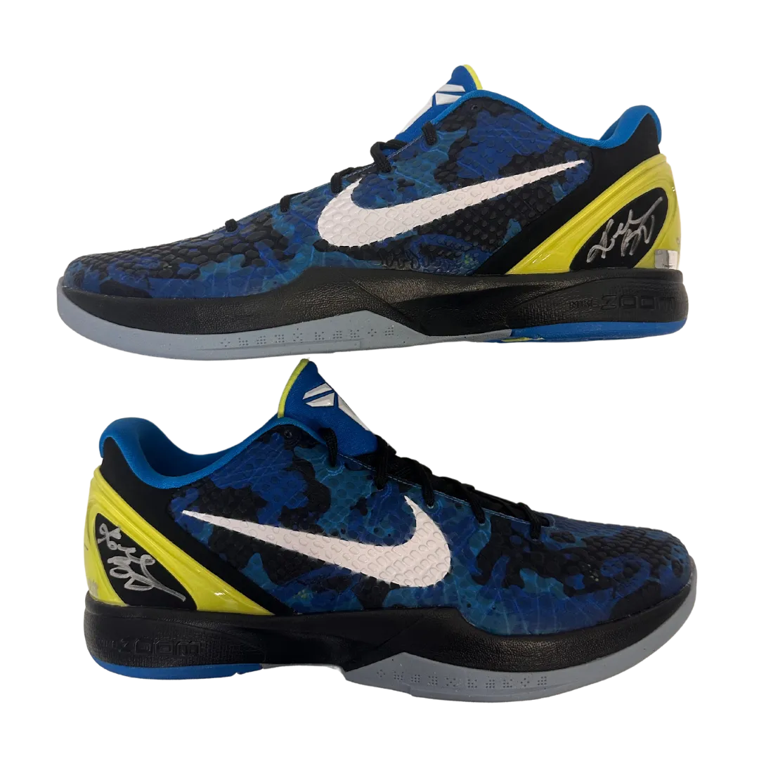 Kobe Bryant Los Angeles Lakers Autographed Kobe 6 "Blue Camo" Shoes #'d 2/8 - Panini COA