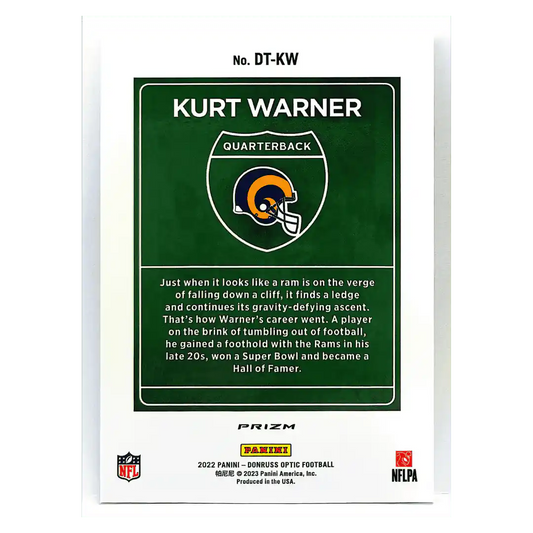 Kurt Warner 2022 Panini Donruss Optic Downtown! Card #DT-KW
