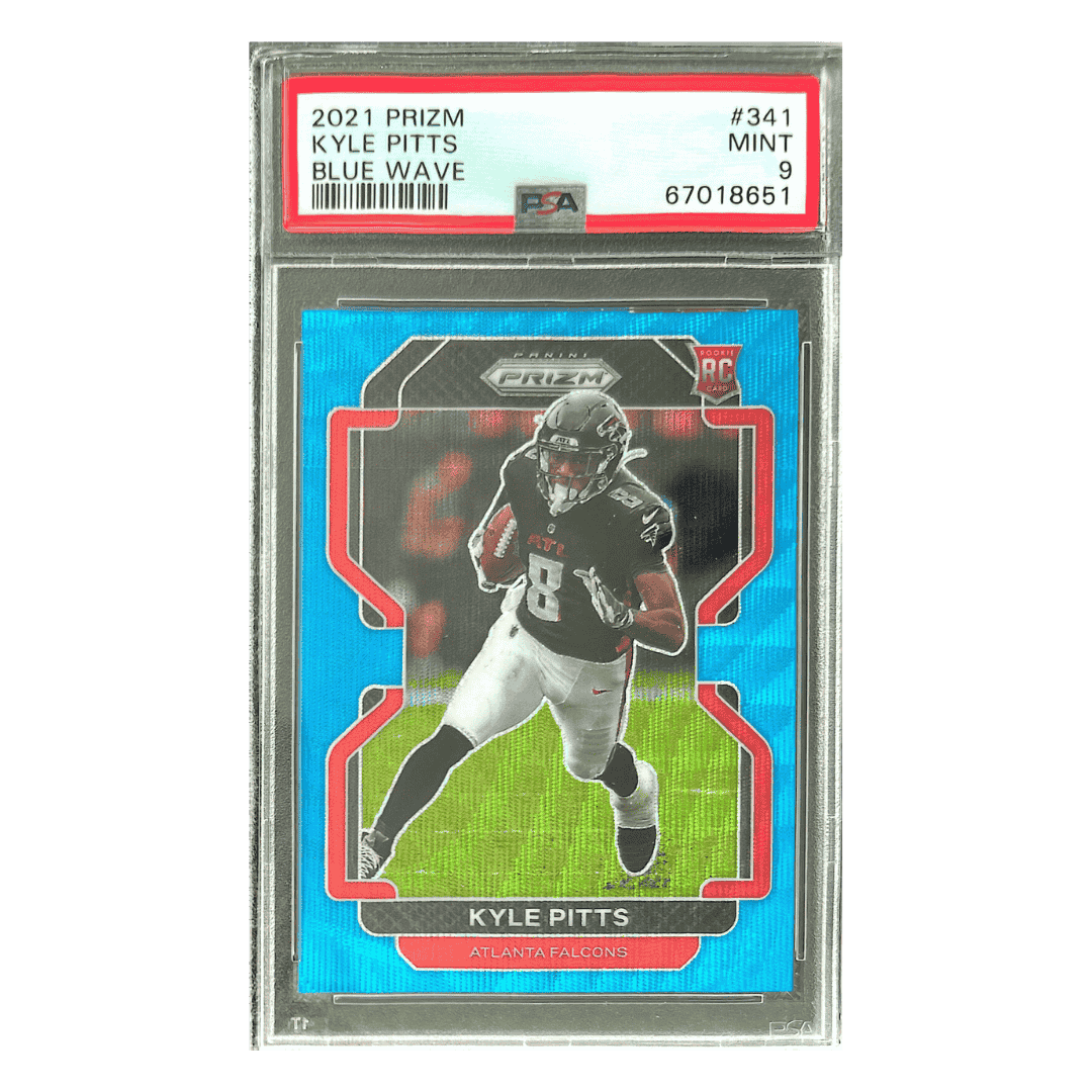 Kyle Pitts PSA 9 2021 Panini Prizm Blue Wave Rookie RC #d/199 Card #341