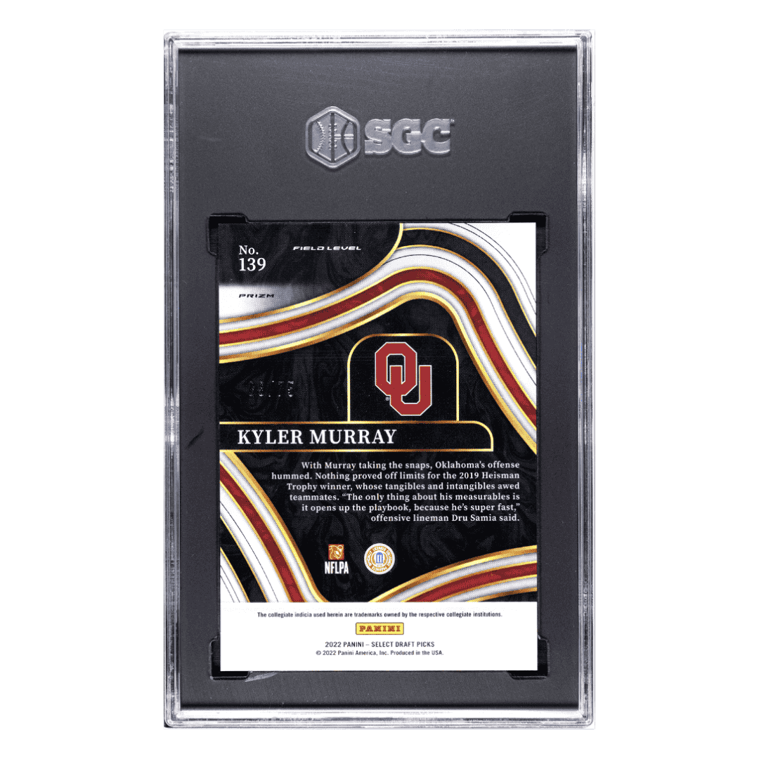 Kyler Murray SGC 9 2022 Panini Select Draft Picks Green & Purple Squares Prizm #d/75 Card #139