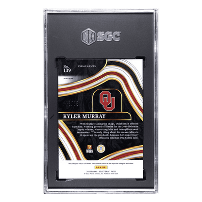 Kyler Murray SGC 9 2022 Panini Select Draft Picks Green & Purple Squares Prizm #d/75 Card #139