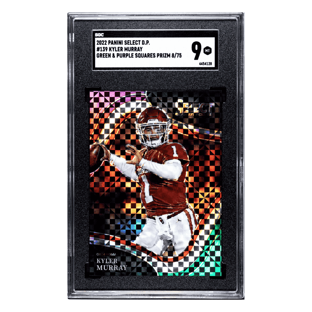 Kyler Murray SGC 9 2022 Panini Select Draft Picks Green & Purple Squares Prizm #d/75 Card #139