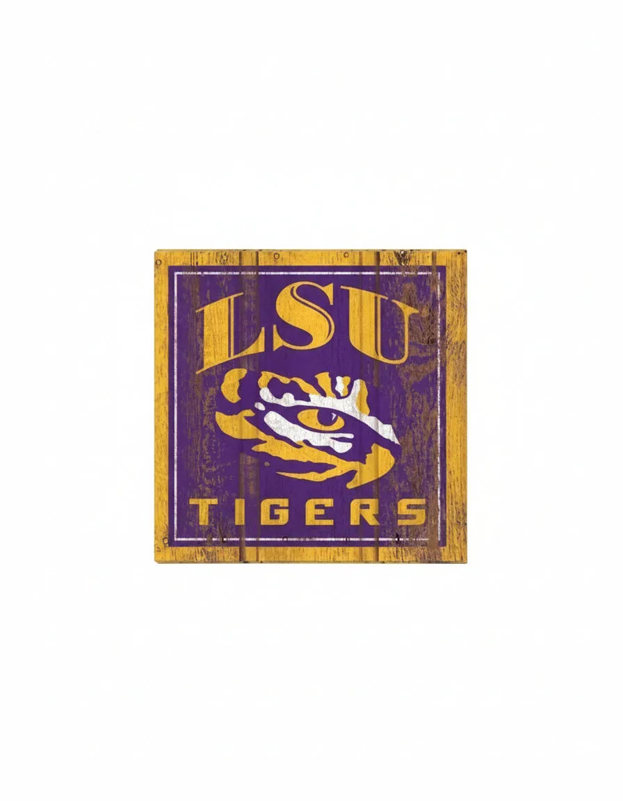 LSU Tigers Wooden Magnet 3" x 3"