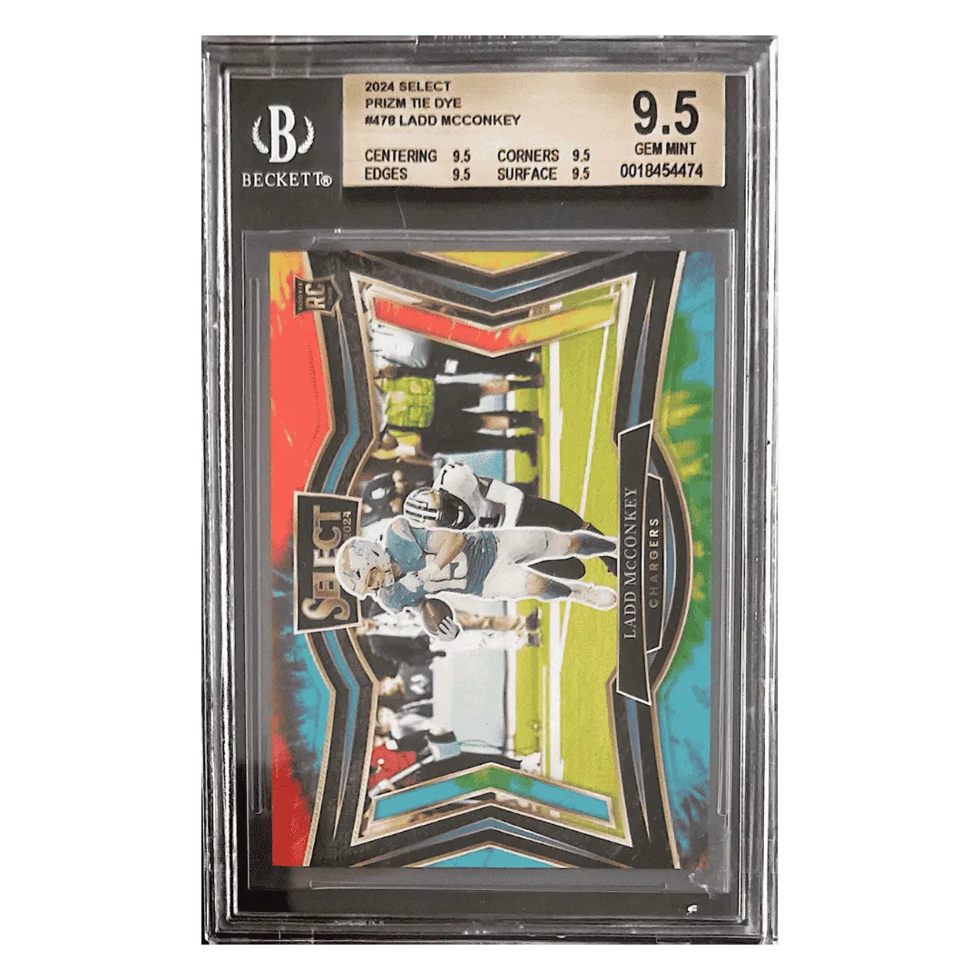 Ladd McConkey BGS 9.5 2024 Panini Select Prizm Tie Dye Rookie RC #d/ 25 Card #478