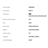 Ladd McConkey PSA 9 2024 Panini Spectra Wave #d/11 Rookie RC Card #127