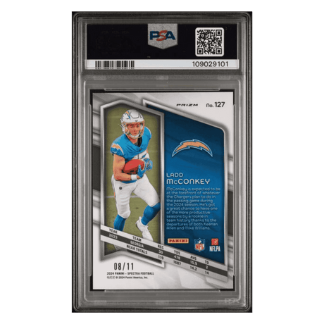Ladd McConkey PSA 9 2024 Panini Spectra Wave #d/11 Rookie RC Card #127