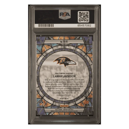 Lamar Jackson PSA 10 2023 Panini Mosaic Stained Glass Card #SG6