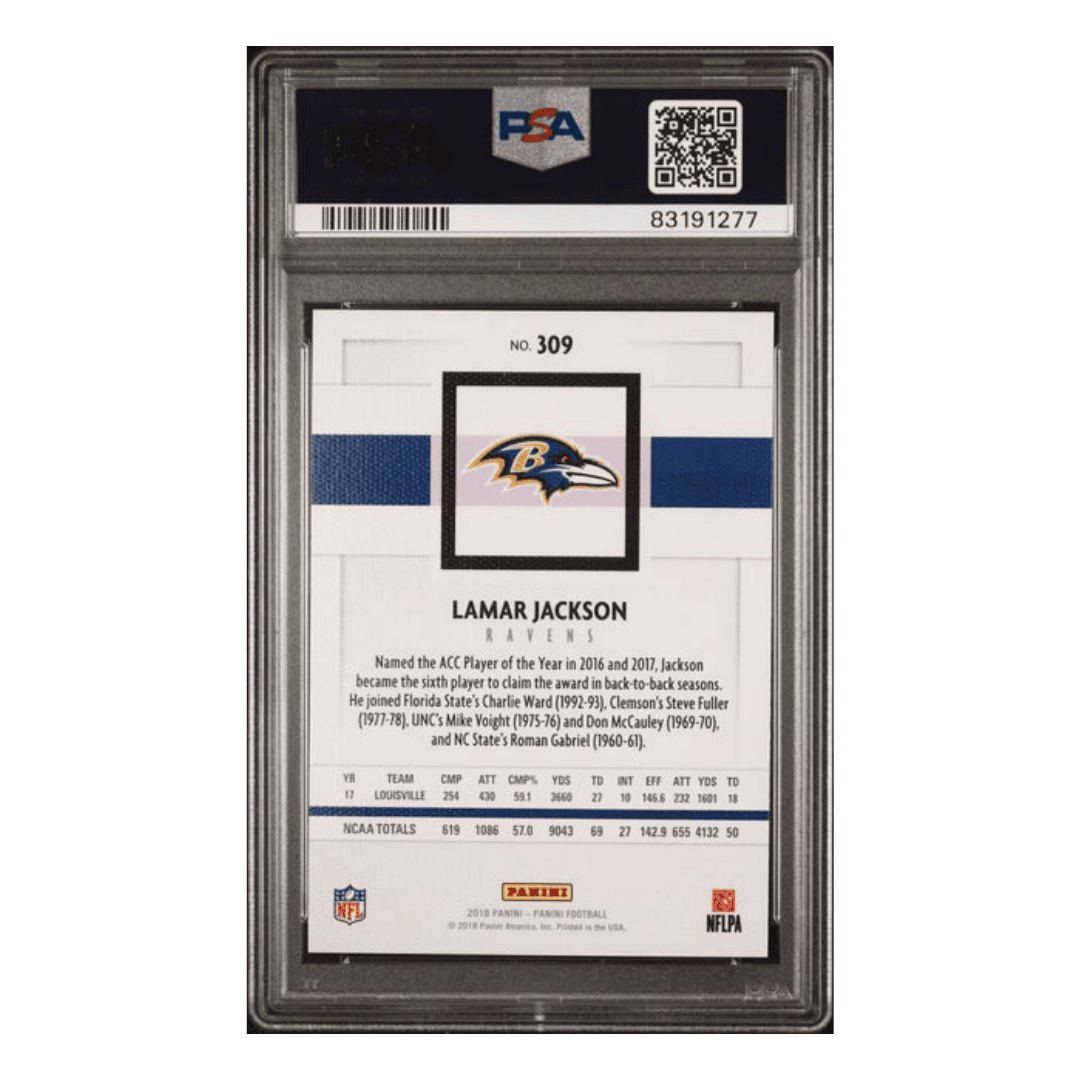 Lamar Jackson PSA 9 2018 Panini Canvas Rookie RC Card #309